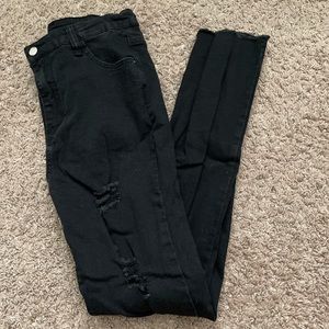 SHEIN Black High Rise/High Waisted Ripped Jeans